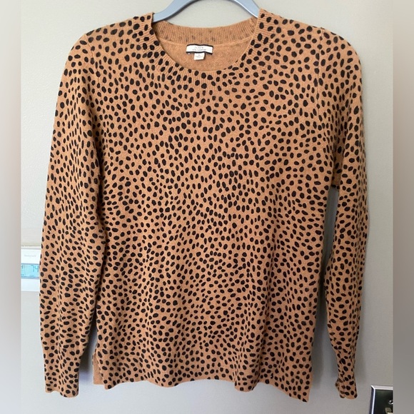 J. CREW• Cheetah Teddie Sweater 100% Cashmere Size Small - Picture 5 of 8